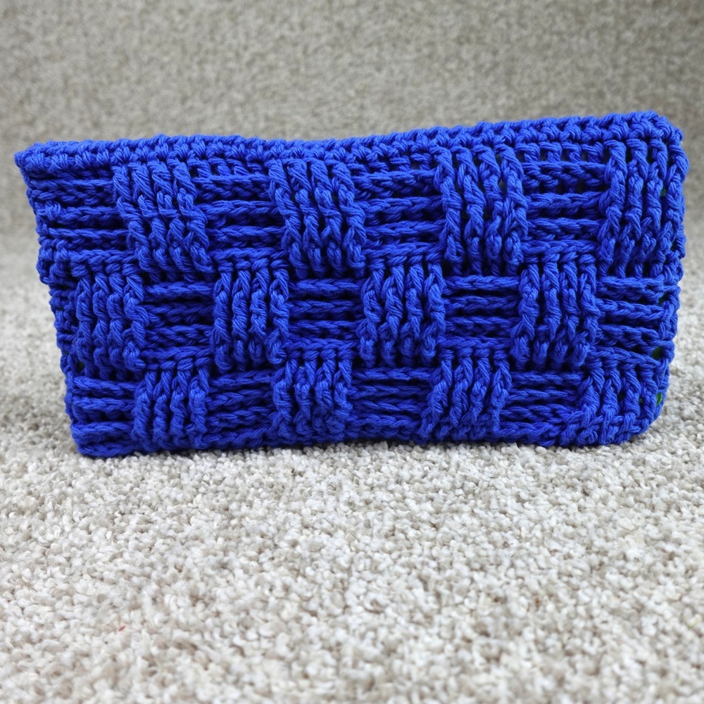 Handmade Reusable Crochet Mop Pad Cover Royal Blue Basketweave Cotton Swiffer